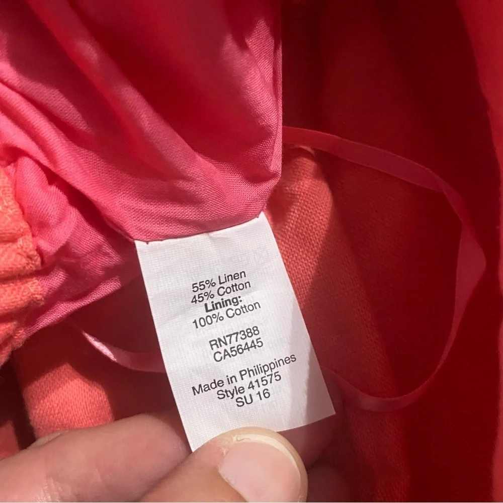 J Crew Coral Linen Blend Stretch Waist Sidewalk A Line Skirt
